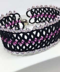 Armband Infinity schwarz pink