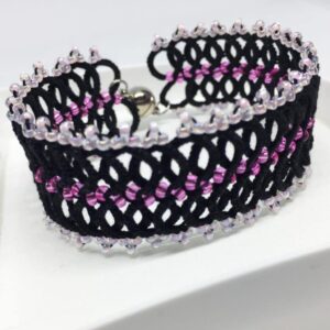 Armband Infinity schwarz pink