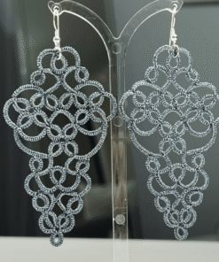 Ohrringe Cassandra in stahlblau metallic von LovemadeCrafts