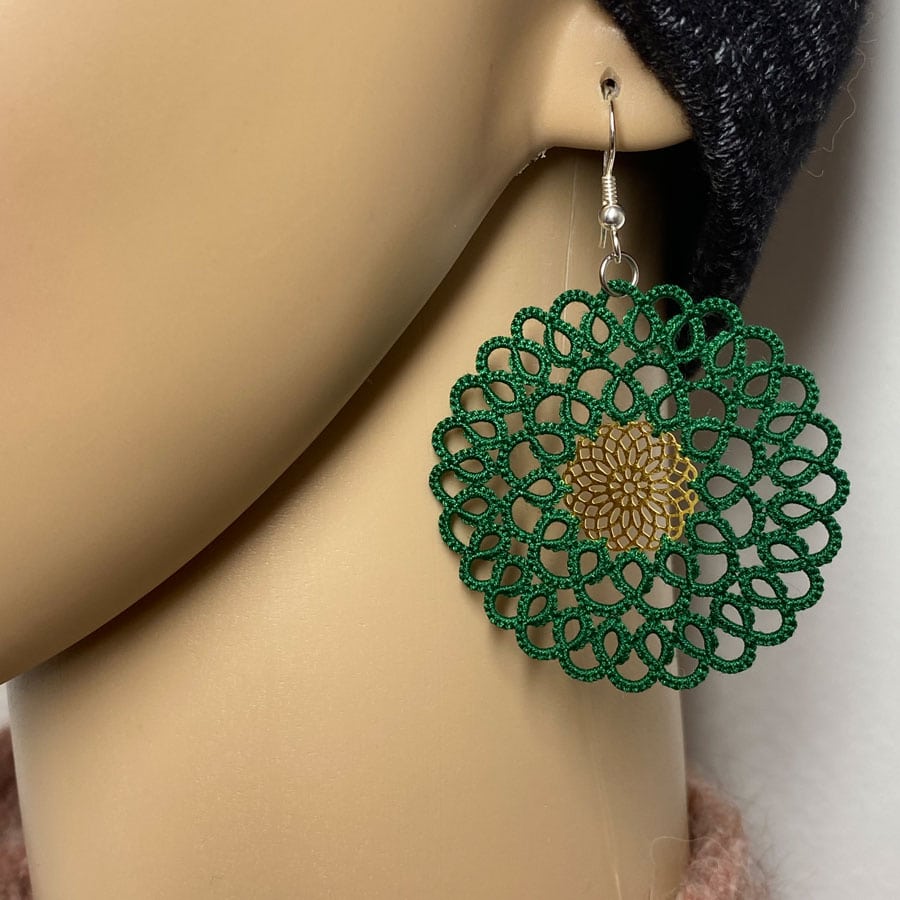 Ohrringe Rosalie grün mit Inlay im Detail